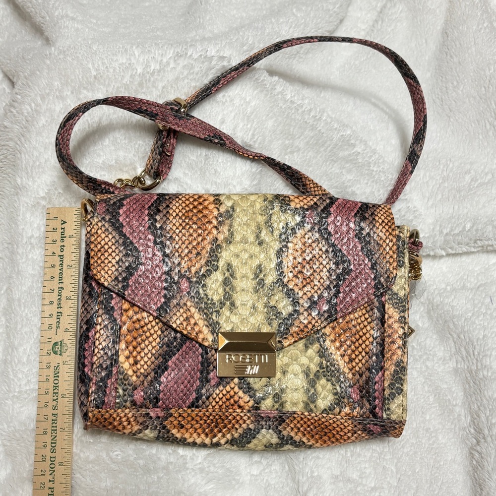 Snake-Print Crossbody Bag in Pink & Tan Rosetti Go NWOT